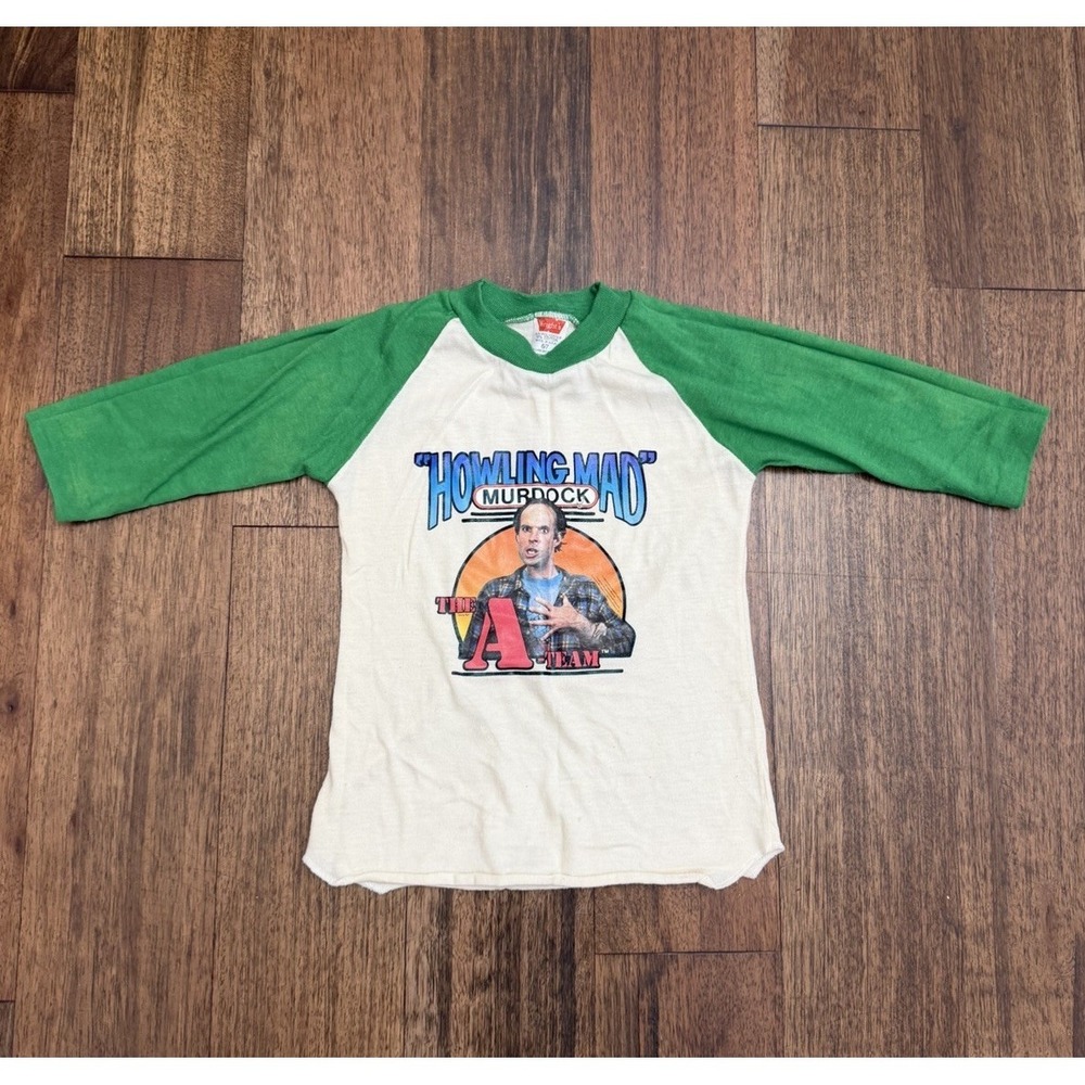 Vtg 1980s A-Team Raglan Baseball T-shirt Wrights Youth Boys TV Movie Tee 6-7